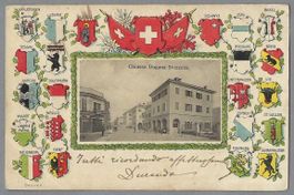1906, CHIASSO, DOGANA, CORNICE LITOGRAFICA IN RILIEVO