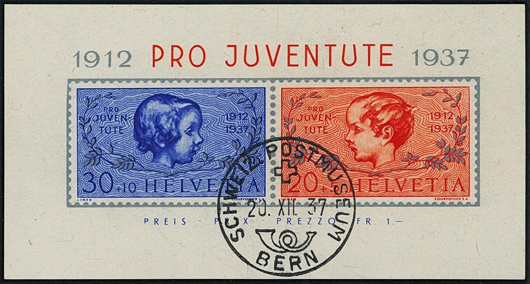 Tous les timbres: 1937 - Pro Juventute - Block - ET – D'occasion à Schindellegi par leecollect