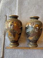 Paire de vases décorés ceramique Japon style Satsuma 