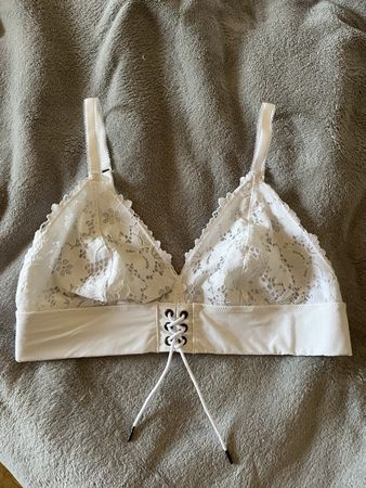 Triangle Bra Kiabi White Lace Front Lace-up Size S