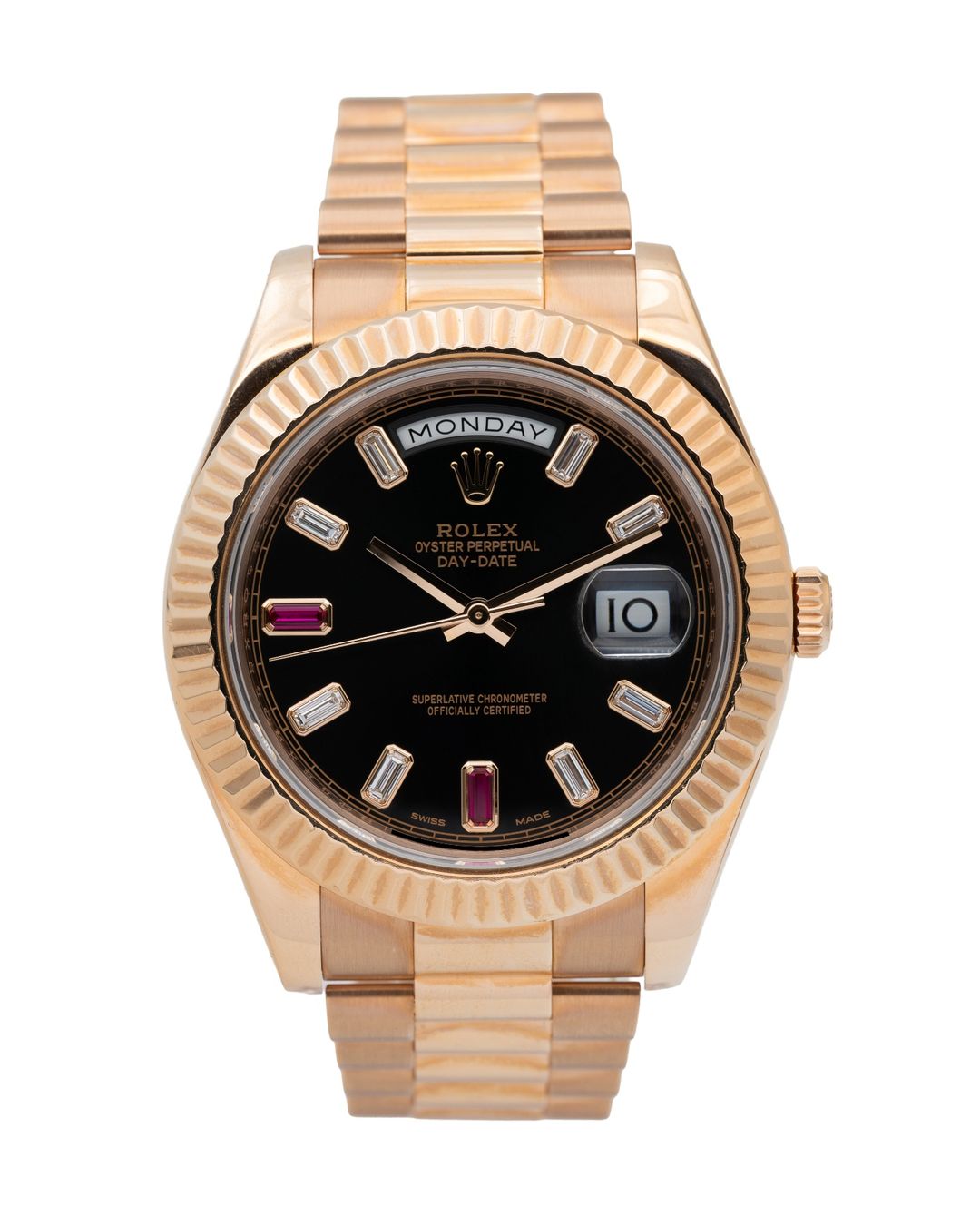 Rolex Orologi: Rolex Day-Date II 41mm Factory Rolex diamonds & ruby dial – Usato da Genève venduto da aspaklariacollection