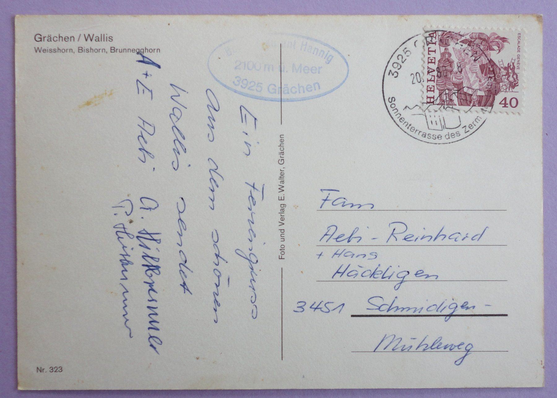 Cartoline postali: Grächen / Wallis – Difettoso da Fétigny venduto da Billy2miny 1