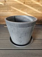 2x Moderner Beton-Look Übertopf mit Unterteller