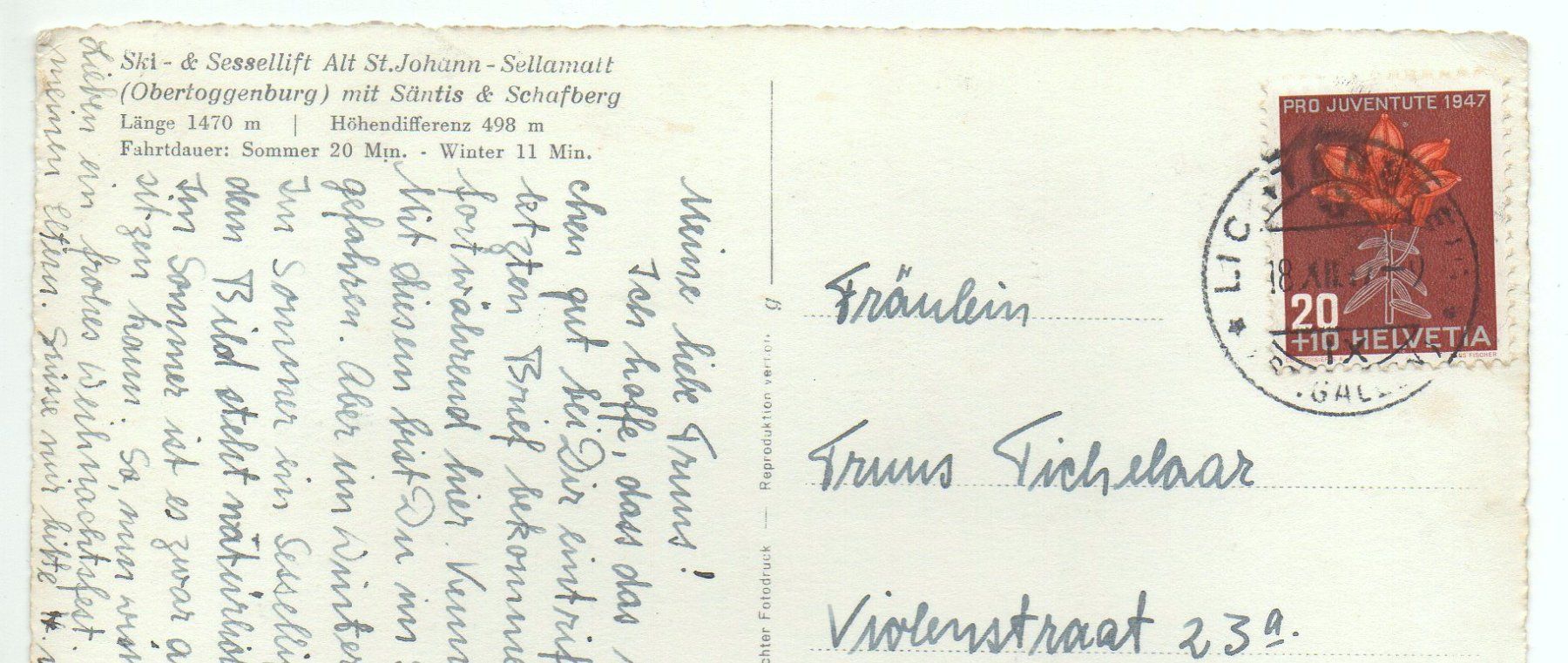 Cartoline postali: ALT ST. JOHANN Skilift Sellamatt – Usato da Jona venduto da philajona 1