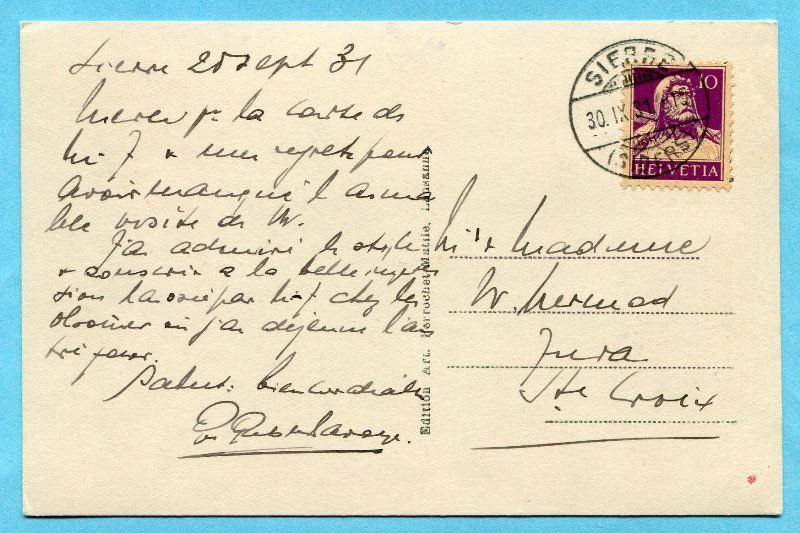 Ansichtskarten: Sierre 1931 - Château des Vidomnes – Gebraucht aus Opfikon von Prophila 1