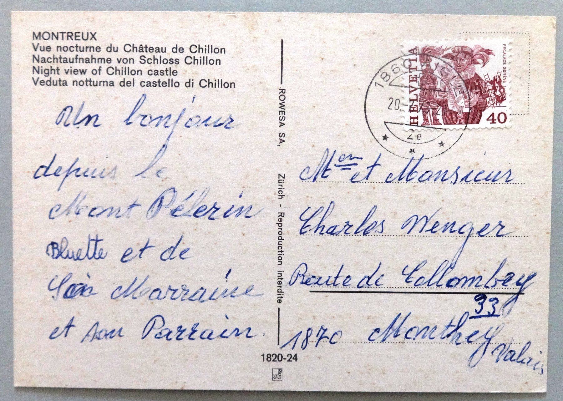 Cartes postales: Vue nocturne du Château de Chillon – D'occasion à Fétigny par Billy2miny 1