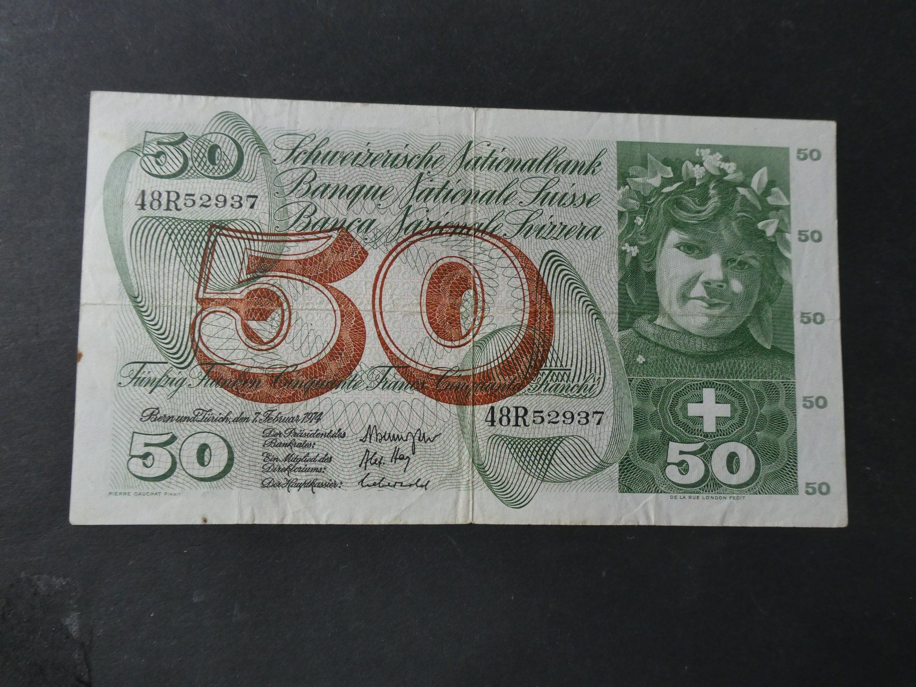 Banconote: Schweiz 1974, 50 Franken – Usato da Hinterforst venduto da Rohusri