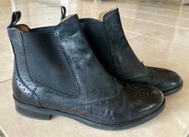 Schwarze Stiefeletten, Leder, Grösse 38, Made in Italy