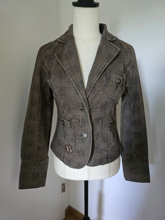 Sublevel Y2K Karo Blazer S – Braun Baumwolle Vintage