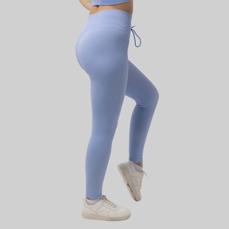 Sport Leggings Damen Seamless Hell Blau M Blickdicht YAKWARY