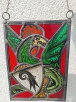 Seltene Bleiglasscheibe Baselstab & Basilisk –  Bossert
