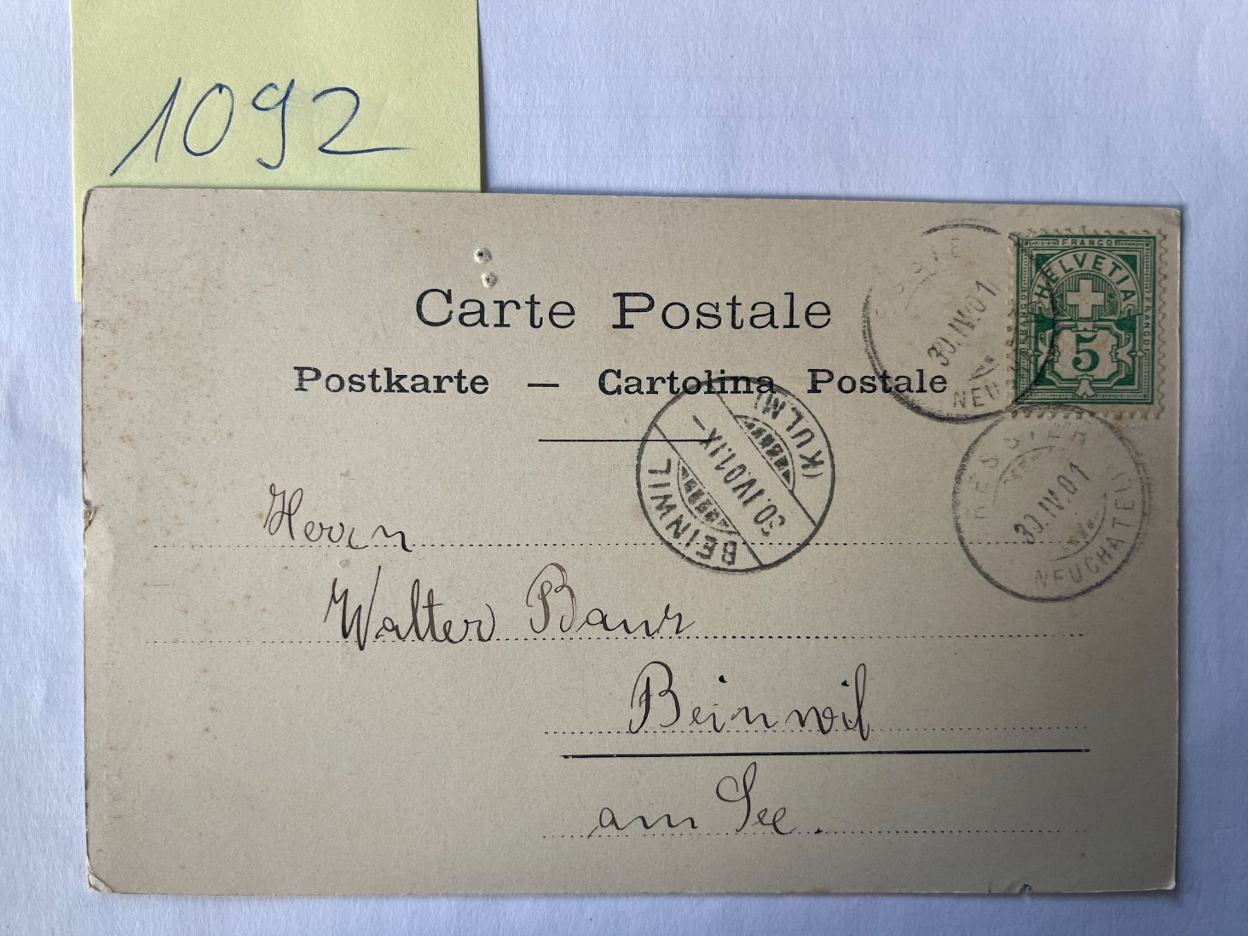 Cartoline postali: alte Ansichtskarte Château de Cressier, 1901 – Usato da Niederwil AG venduto da dahu75 1