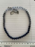 Collier pierres cristal bleues et grises très bon état 41 cm