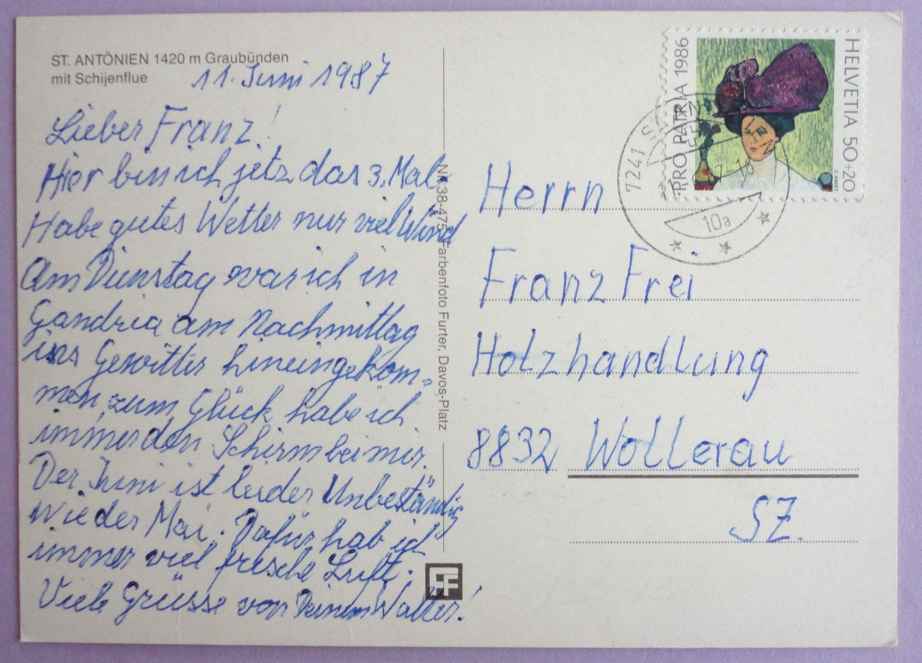 Ansichtskarten: St. Antönien, 1420 m, GR – Gebraucht aus Fétigny von Billy2miny 1