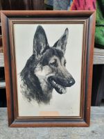 Schäferhund Portrait mit Holzrahmen