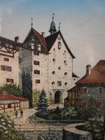 Antike Lithografie Speisertor St. Gallen gerahmt (S0116)