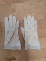 Elegante Vintage Lederhandschuhe, Grösse S, Weiss