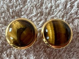 Ohrstecker Tigerauge, 22mm (mit Fassung)