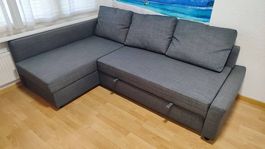 IKEA FRIHETEN Ecksofa Schlafsofa grau mit Matratze 140x200