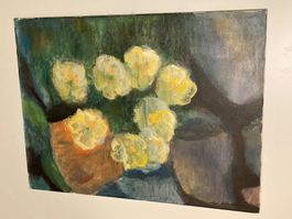 Magy Seiler Acrylgemälde Nr. 34 signiert Bachbett mit Blumen