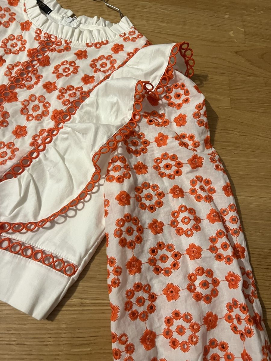 Camicette: Bluse weiss/orange bestickt Grösse S  – Usato da Zürich venduto da R1908 3