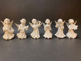 Vintage Weichnachts Deko 6 Engelchen aus Porzellan h: 11 cm.