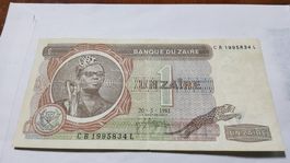 Zaire 1 Unzaire 20.5.1981 Banknote Sammlerstück