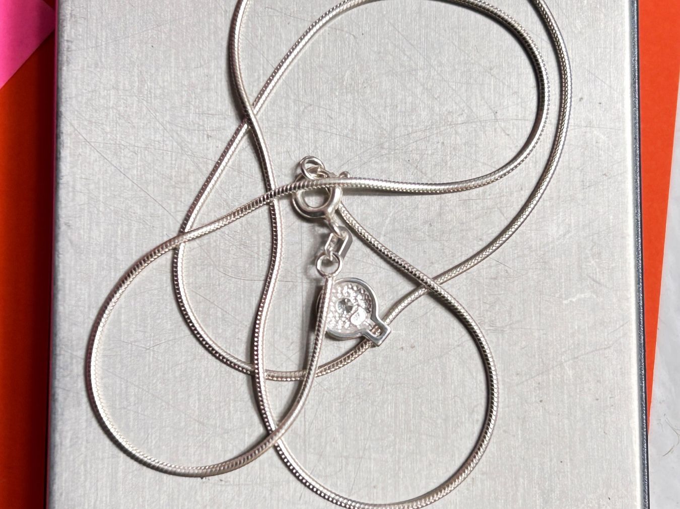 Catenine: Schlangenkette fein 925 mit Anhänger "white stone" – Usato da Laufen venduto da belleskulptur 9