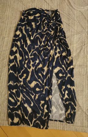 Gonna estiva con fantasia animalier blu, taglia S