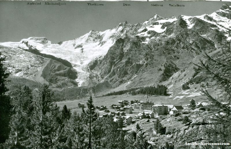 Cartoline postali: Saas Fee - Dorf + ca. 1955 – Usato da Emmenbrücke venduto da teestube