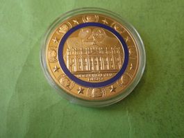 vergoldete Medaille 40 mm PP,  20 Jahre Euro Vatikan