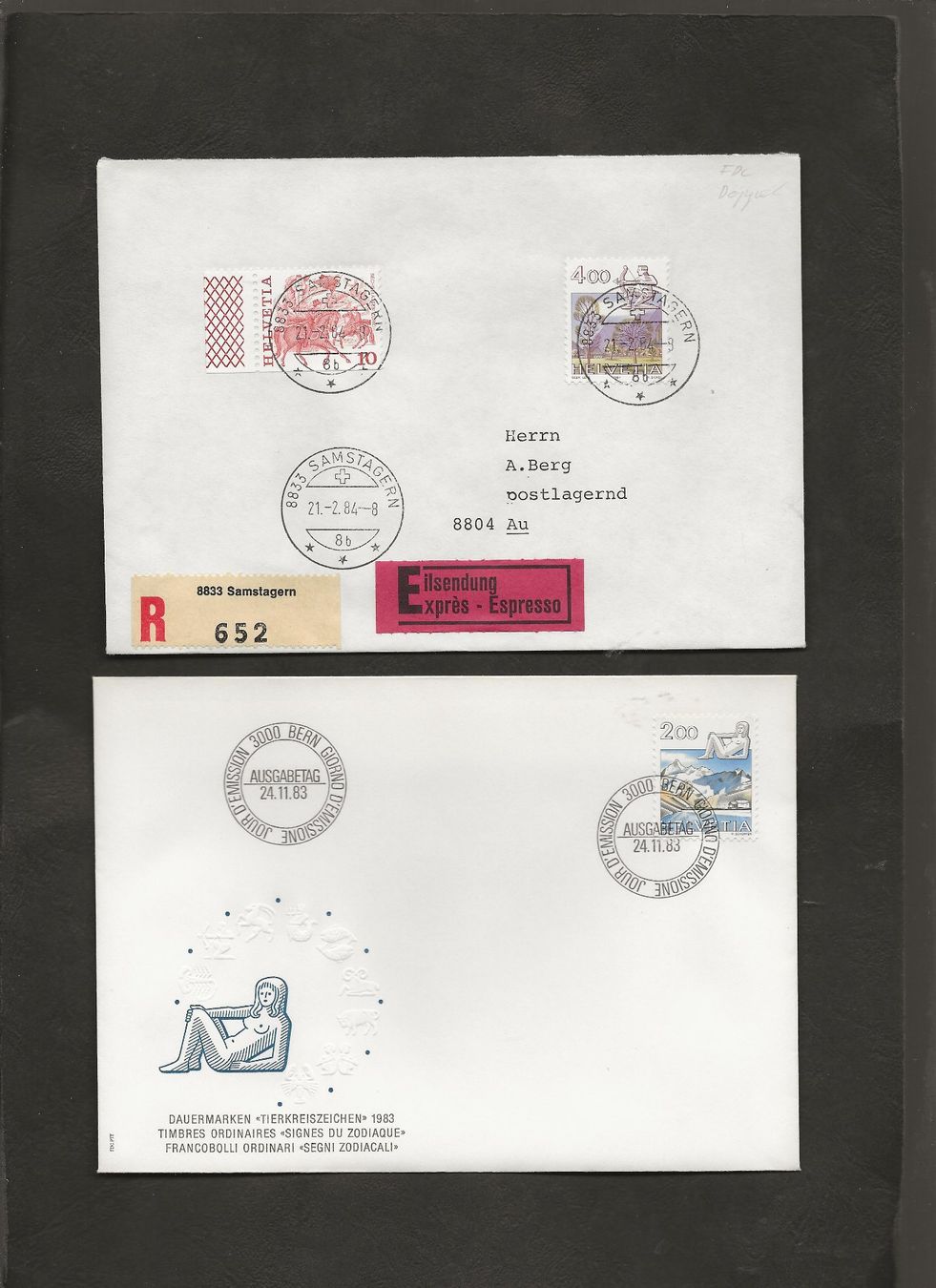 Alle Briefmarken: Schweiz 32 FDC 1979 bis 1988 – Gebraucht aus Au ZH von xelagreb01 8