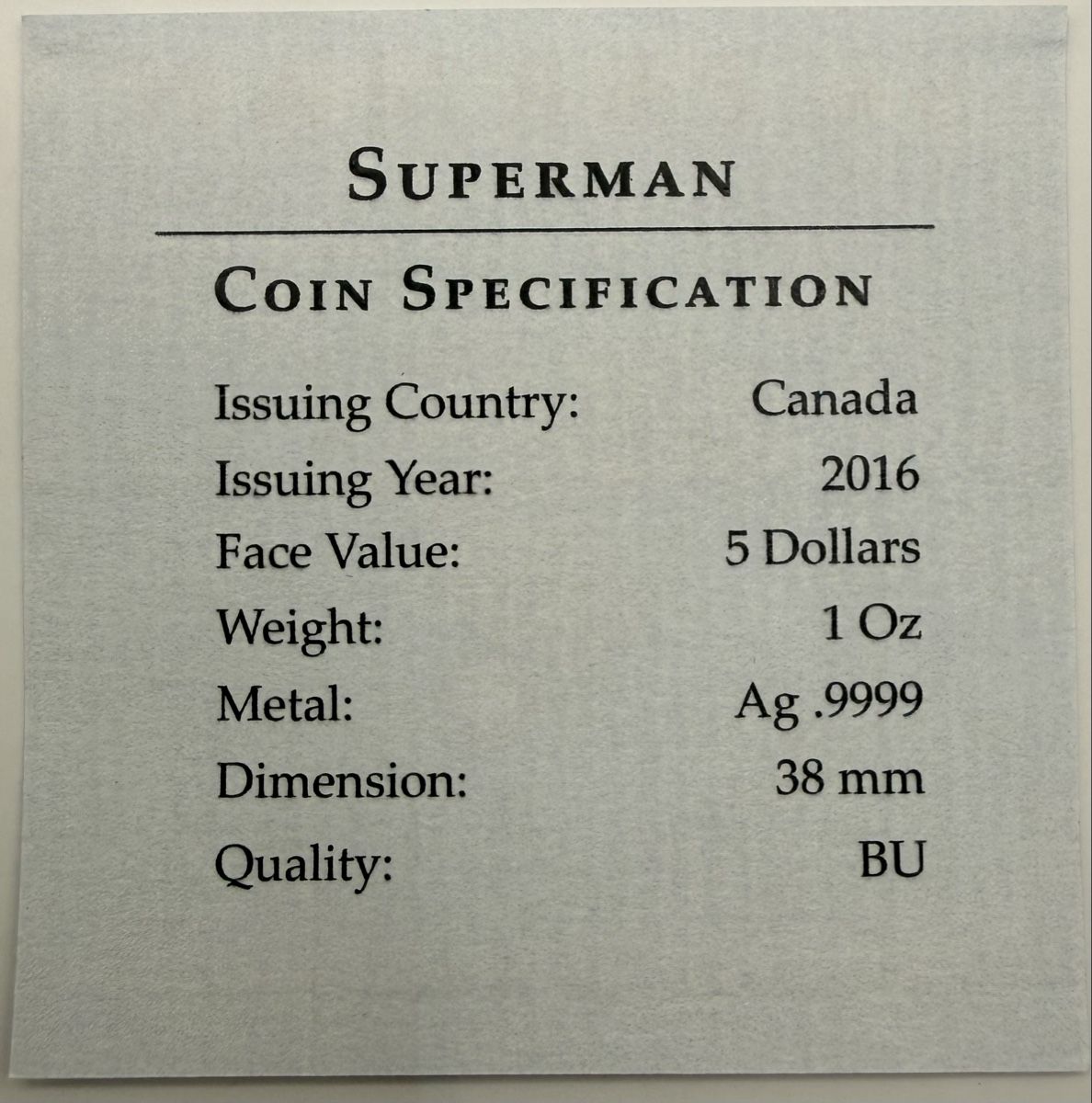 Tutti le monete: Superman Jeans Maple Leaf 1 oz Silber 2016 Black Ruthenium – Nuovo (secondo la descrizione) da Zürich venduto da Circle-9-Coins 4
