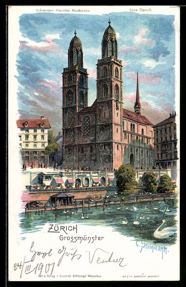Ansichtskarten: C. Steinmann: Zürich, Blick zum Grossm – Gebraucht aus Berlin von bartko-reher