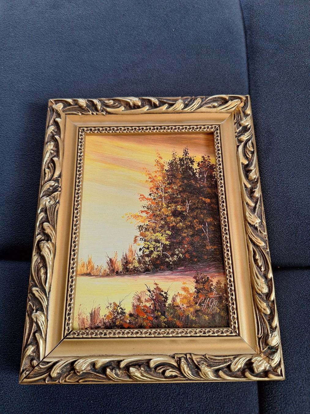 Dipinti: Gemälde Herbstlandschaft im Goldrahmen, handsigniert. – Usato da Buchs LU venduto da kam_8p5m