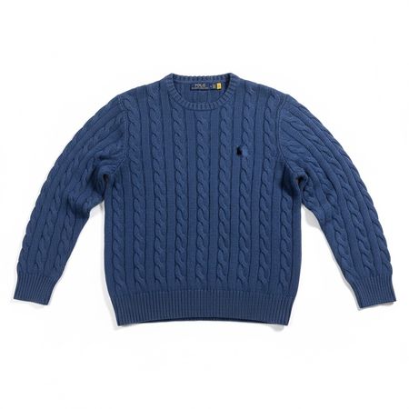 Pull torsadé Polo Ralph Lauren bleu marine col rond - M #26