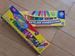 Knetmasse (Plastilin) NEU, neon, silber, gold + GRATIS
