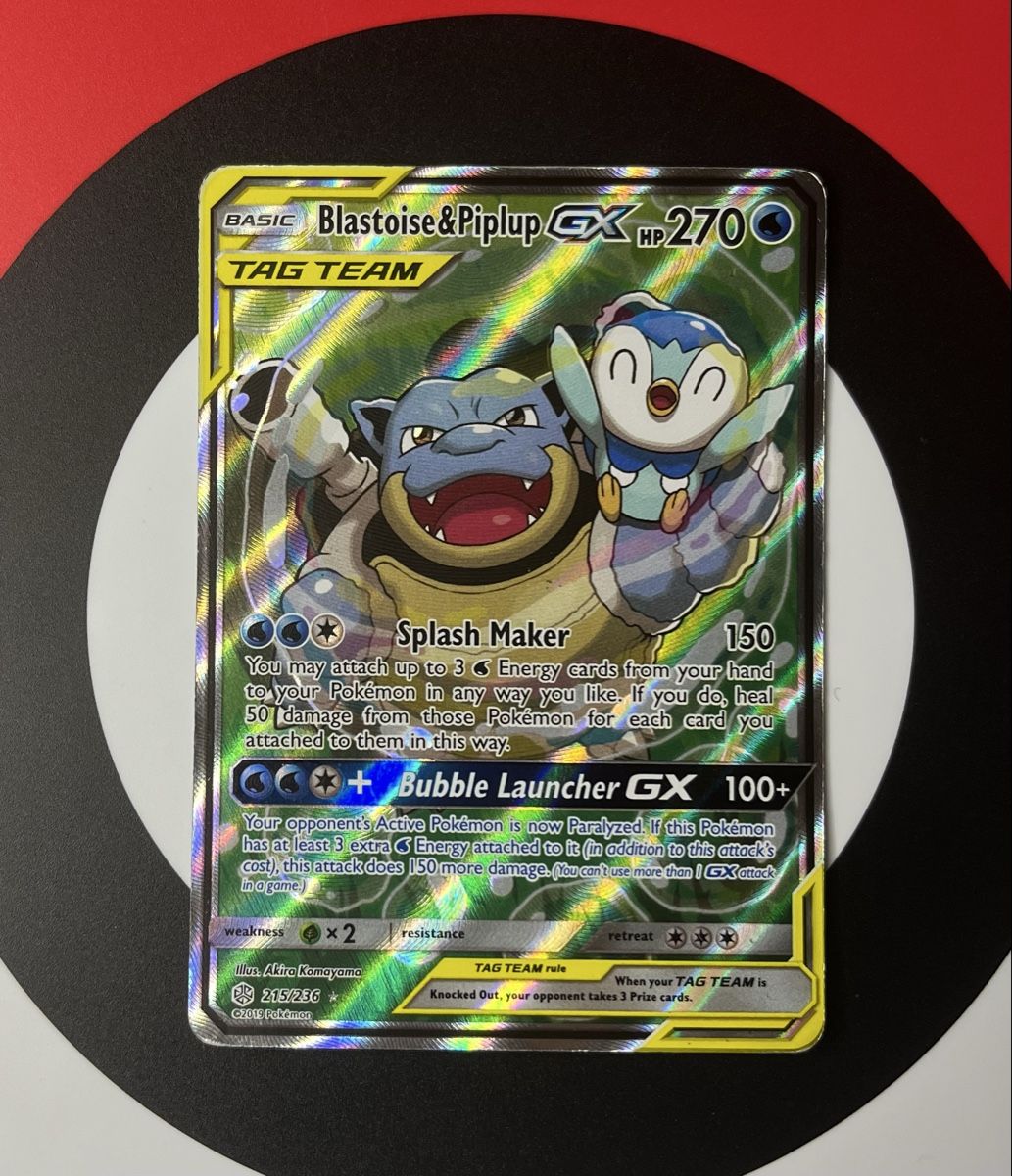Pokémon Sammelbilder & Trading cards: Blastoise & Piplup GX #215 Pokemon Cosmic Eclipse – Gebraucht aus Diepoldsau von