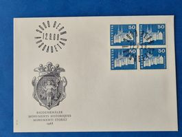 Ersttagsbrief Baudenkmäler 1968 4erBlock Ausgabetag 12.9.68