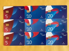 9 verschiedene Taxcards, alle drei Auflage