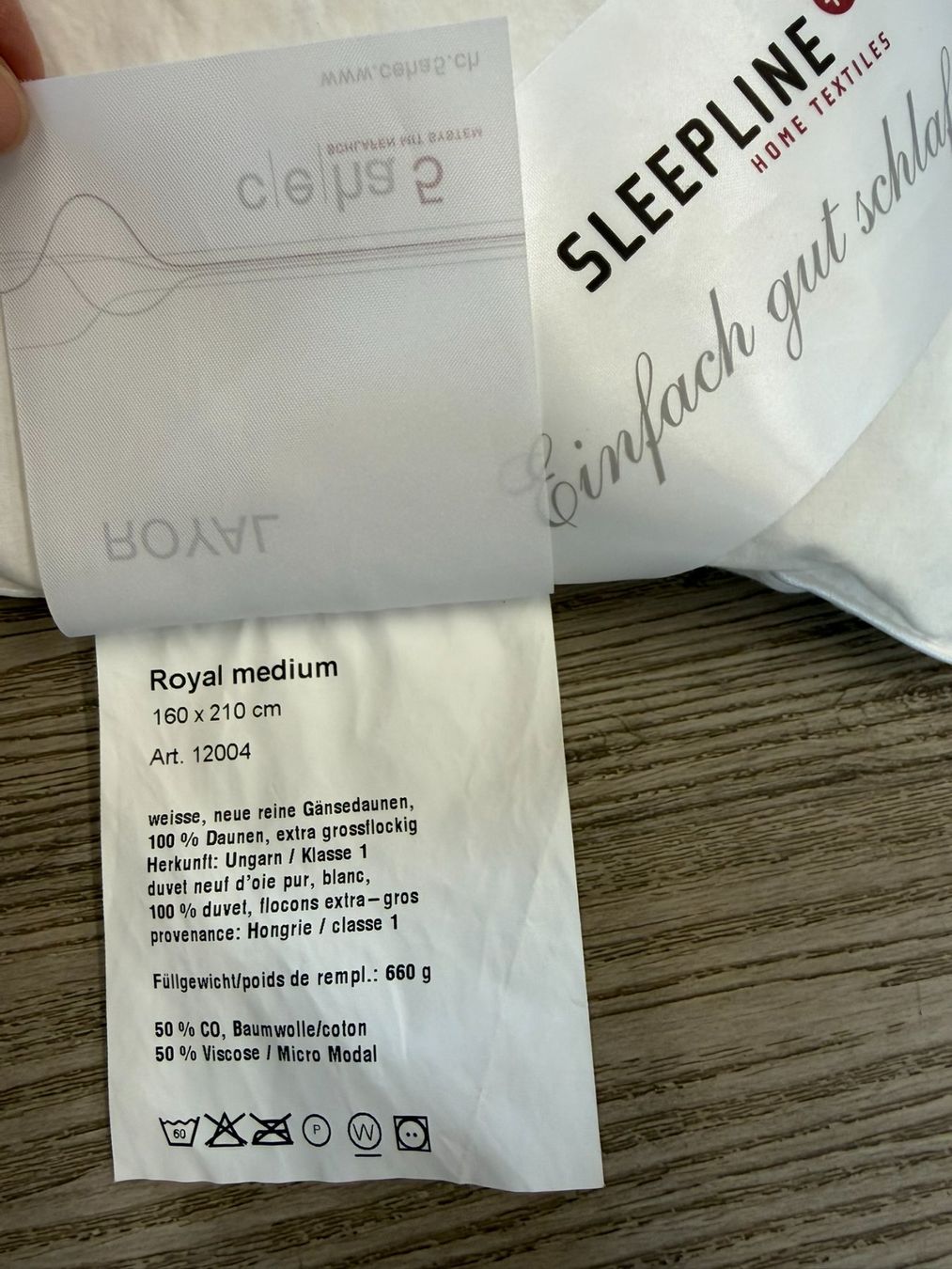 Coperte: Sleepline Duvet "Royal" medium, 160x210cm – Nuovo (secondo la descrizione) da Wohlen AG venduto da Rondat 1