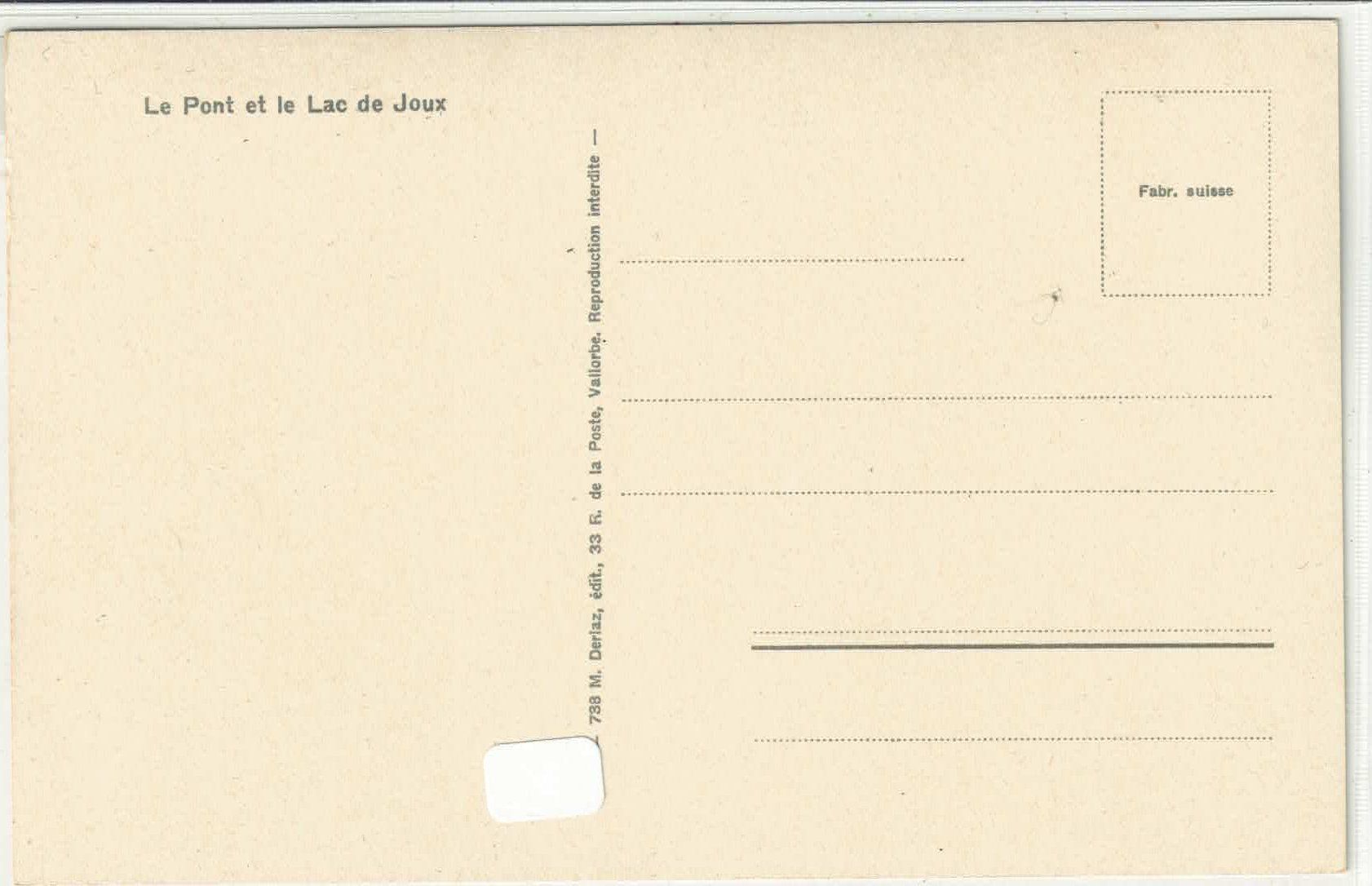 Cartoline postali: Le Pont et le Lac de Joux - Litho – Usato da Ettingen venduto da Kartenplanet 1