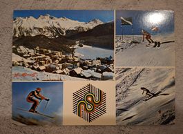 Rare Carte Postale St. Moritz 1974 Championnats du Monde ski