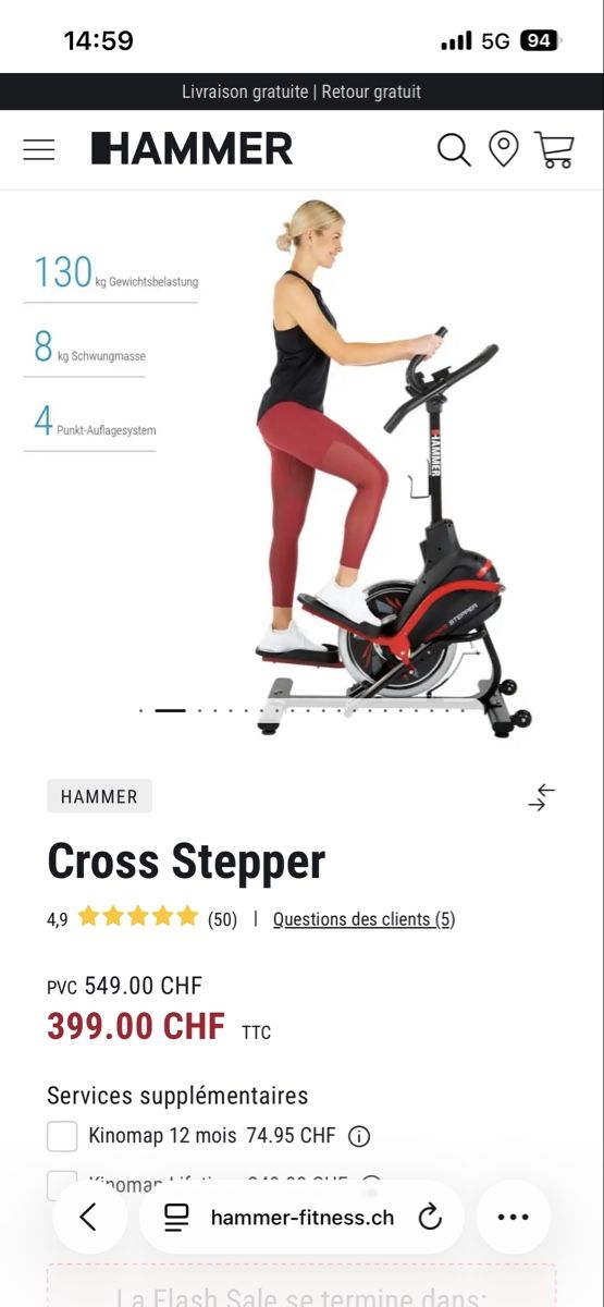 Vélos d'appartement: Cross stepper hammer – D'occasion à Perroy par MR6.