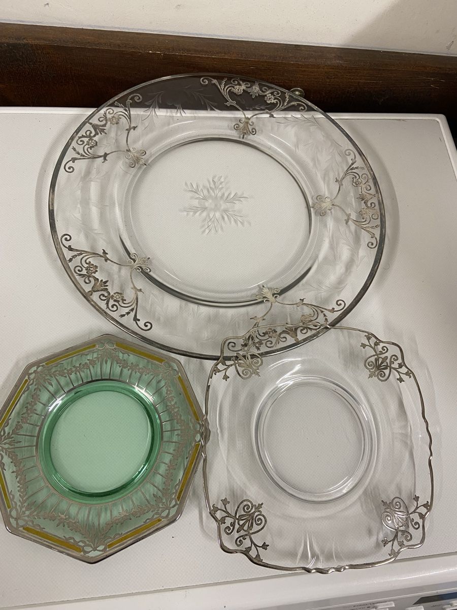 Piatti: Dessertteller, Glas mit Silberdekor, 4 Stk. – Usato da Dietikon venduto da brocki-eyra 2