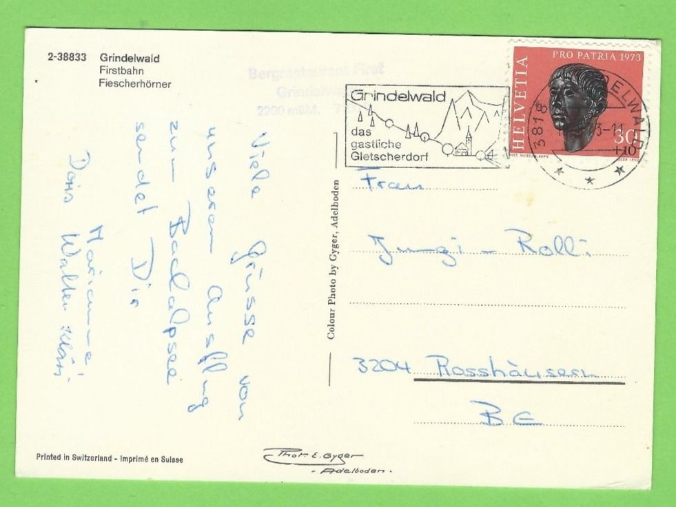Cartoline postali: Grindelwald, Firstbahn, Fiescherhörner – Usato da Zürich venduto da t24_de 1