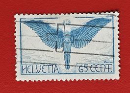 FLUGPOST IKARUS 10 1923 GESTEMPELT FLAGGE SCHWEIZER KREUZ