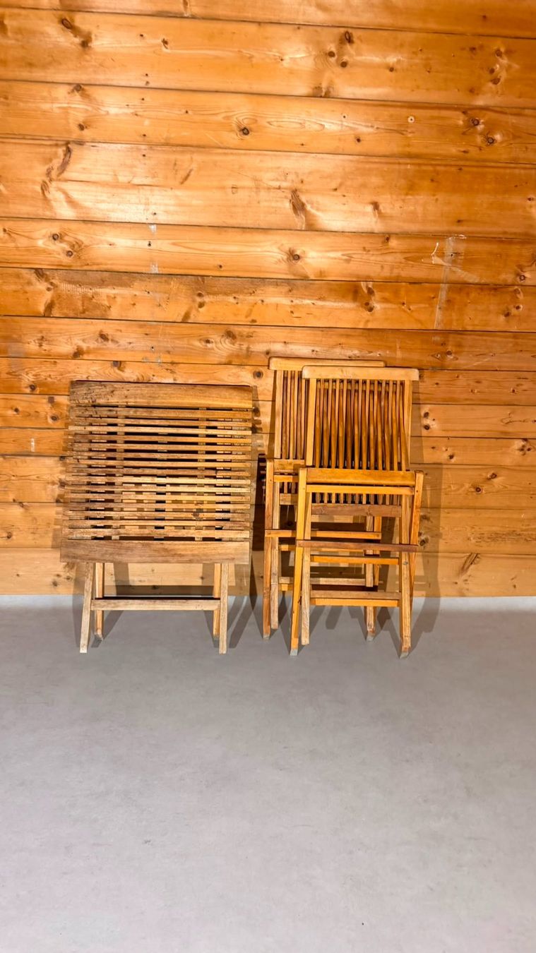 Set di tavolo e panche: Klappbares Teak Gartenmöbel Set 3-teilig Bistroset Balkonset – Usato da Rickenbach ZH venduto da Der-Insider 1