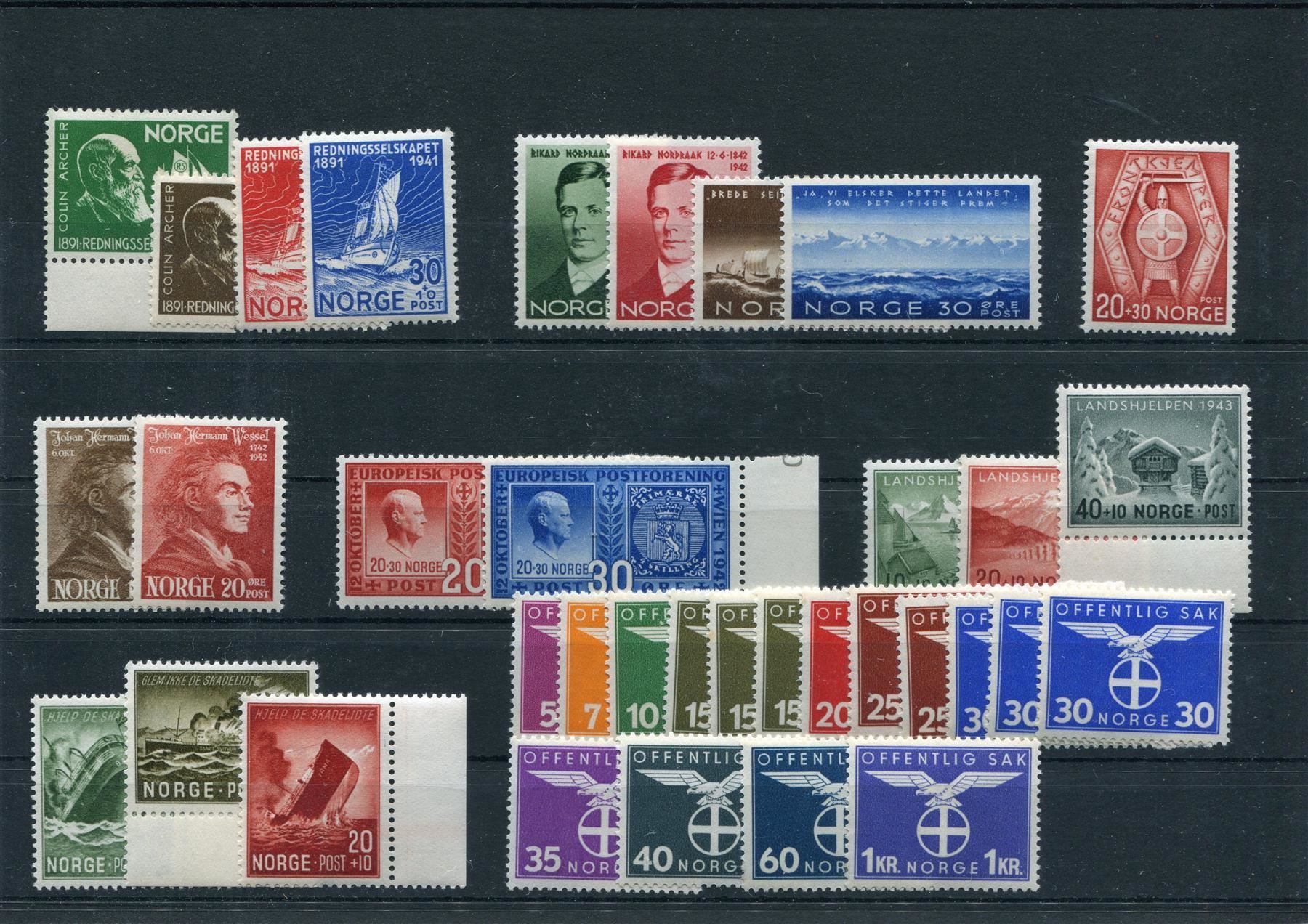 Alle Briefmarken: Norwegen diverse Marken ** / * – Gebraucht aus Winterthur von Kyoung