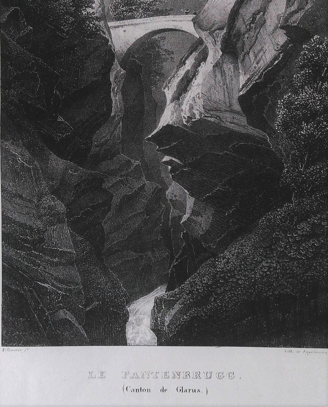 Gravures: Pantenbrücke Glarus  Litho von Engelmann – D'occasion à Rafz par Helvet32 1
